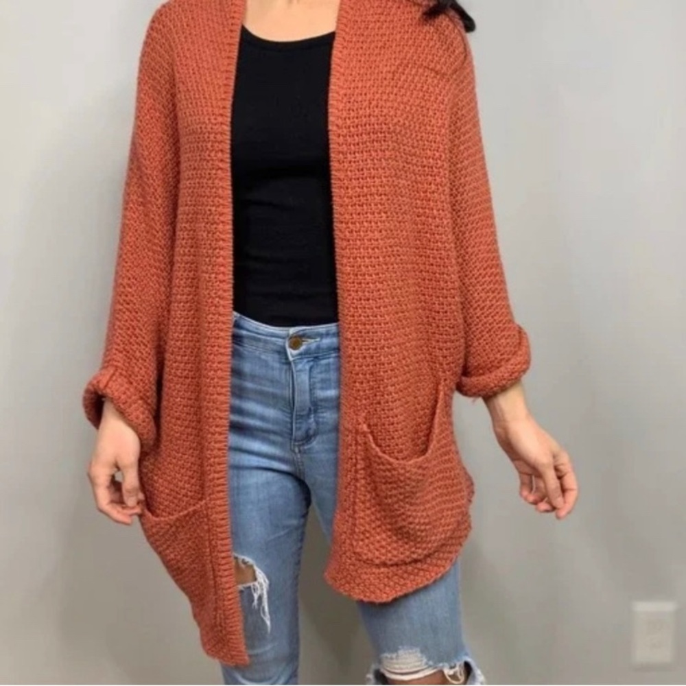 Sparrow Terracotta Open-Front Cardigan